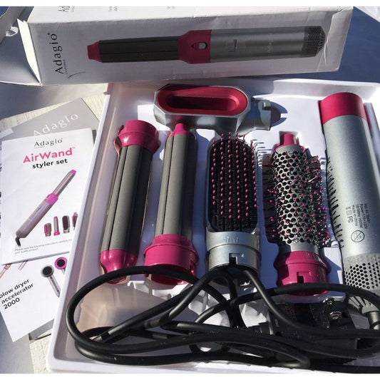 5-in-1 Hair Styler Hot Air Brush – Hair Dryer, Curler, Straightener & Volumizer