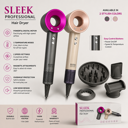 Sleek Hair Dryer – Powerful & Professional