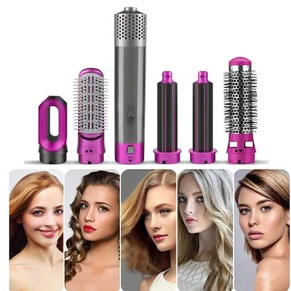5-in-1 Hair Styler Hot Air Brush – Hair Dryer, Curler, Straightener & Volumizer